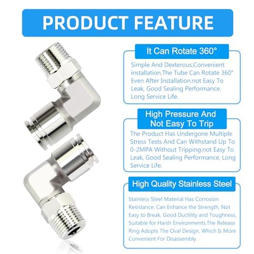 Accesorios de empuje neumáticos tipo codo de 6 mm con rosca BSP de 1/4 3