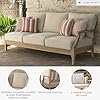 Signature Design by Ashley Clare View Outdoor Patio Sofa, 4 Throw Pillows, Nuvella Weather Resistant Fabric, Eucalyptus Wood, 81" W x 35" D x 32" H, Beige #3