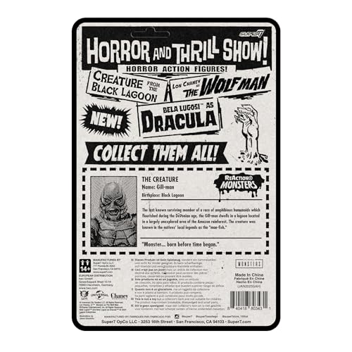 Image of Super7 Reaction+ Universal Monsters Creature from the Black Lagoon - 3.75 inch Creature from the Black Lagoon Action Figure - Classic Horror Movie Collectibles and Retro Toys