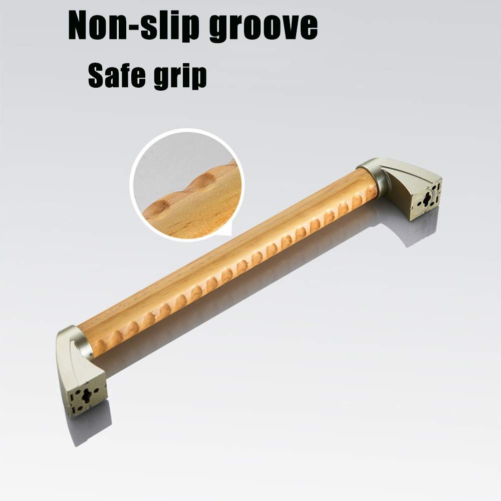Maniglie in Legno per Bagno Maniglione Antiscivolo Impermeabile per disabili e Anziani nella Toilette WC in Legno bianco-44 cm