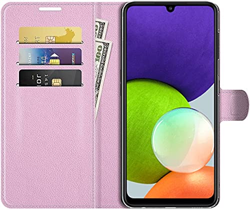 Capa Capinha Carteira Galaxy A22 4G Tela 6.4 Case Couro Flip - Primeiros Danet (Rosa)