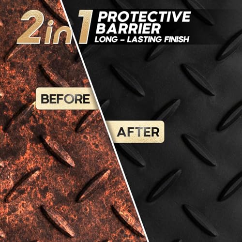 2 in 1 Ultra Rust Converter & Metal Primer, 35 oz Car Heat-Stable Rust Reformer & Encapsulator Paint for Trailer, Truck Chassis, Frame, Rust Inhibitor & Neutralizer for Metal Surfaces With Long-Term Protection, Matte-Black
