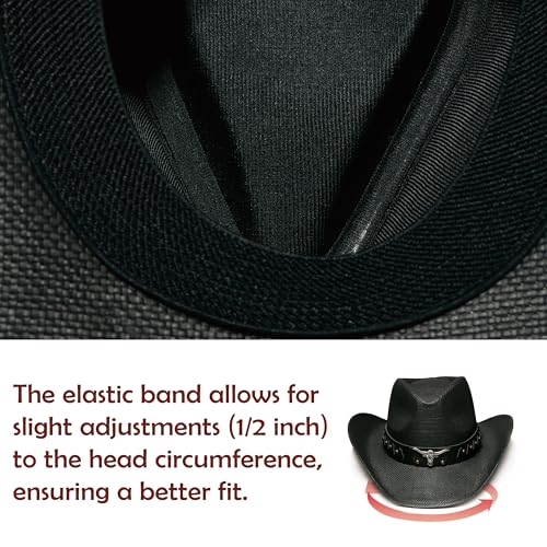 Image of YOUBADU Western Straw Cowboy and Cowgirl Hats with Decorative Bands - Unisex Wide Brim Raffia Style Sun Hat