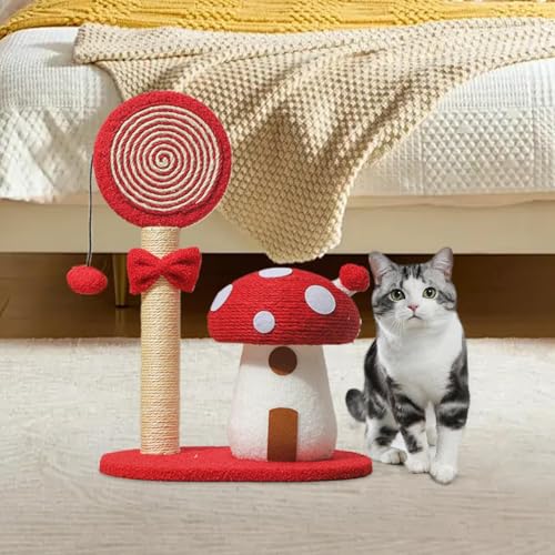 Poteau de griffoir de chat en champignon multifonctionnel et robuste - 3