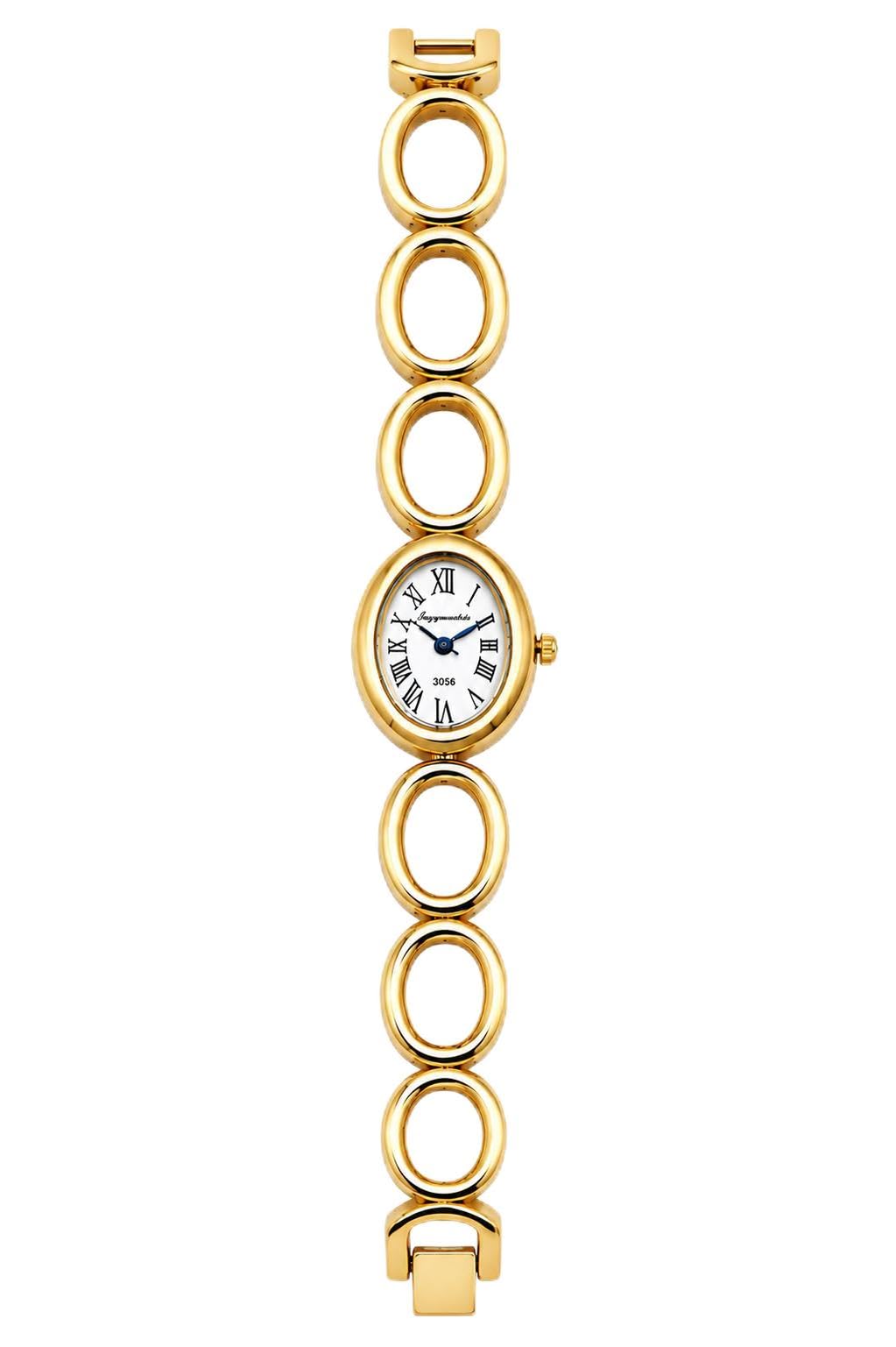 Radha Jewels Premium Women's Bracelet Watch | Oval Dial Analog Watch | Gold Tone Chain Strap | Gift for Girls, Women & Wife-picture-10