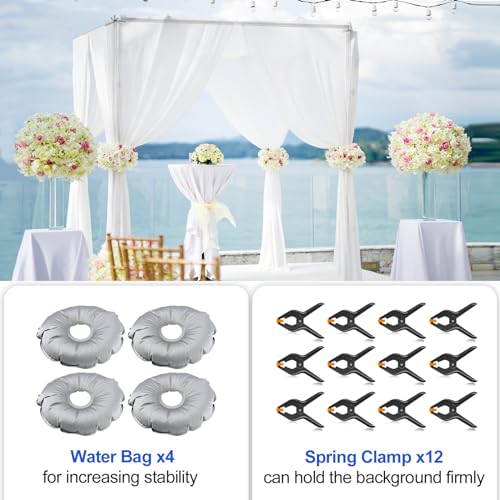 EMART 8.5x10ft Square Backdrop Stand for Wedding, Adjustable Pipe and Drape Background Frame Kit with Heavy Duty Metal Steel Base, Photo Back Drop Holder for Birthday Parties Photography - Black by EMART - Image 6