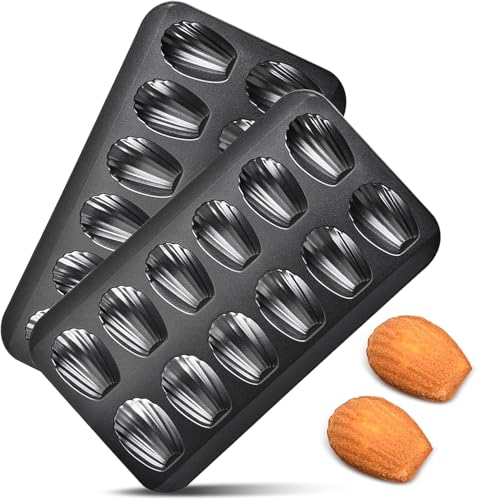 Myyaowl 2pc Nonstick Madeleine Pan for Baking, 12-Cavity Shell Shape Cake and Cookie Mold Tray, Carbon Steel Cookie Molds, Send Goods from Local Warehouse (2 PC) by Myyaowl - Used condition - US$13.38