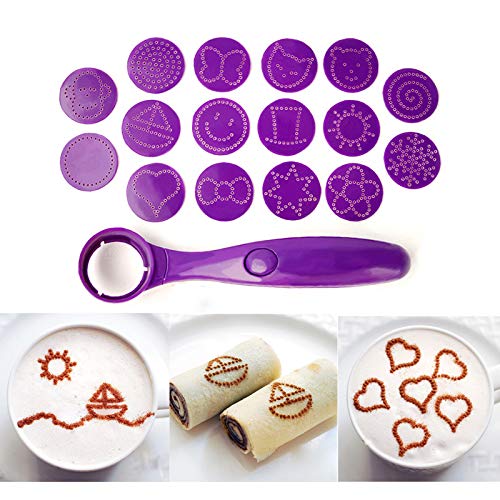 DaDagoNew Coffee Tools Electric Latte Art Stencils Coffee Magic Spice Spoon Carving Spoon Baking Pastry Tool Food Piping Spoon Cake Mold Decor