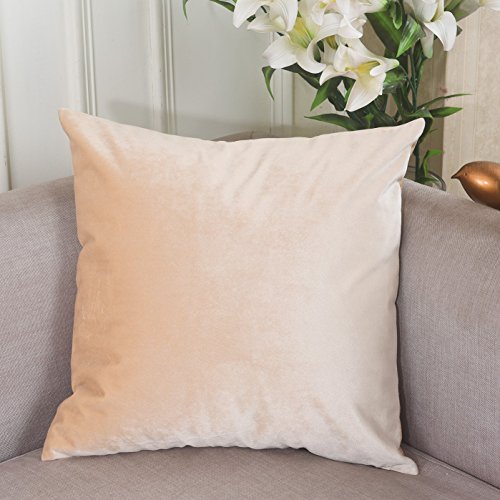 Home Brilliant - Federa decorativa per cuscino quadrato, federa a righe in velluto a coste, Tessuto, V|beige, 45 x 45 cm