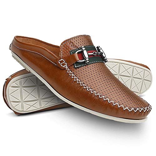 Mule Masculino Em Couro Mocassim Sem Calcanhar - Caramelo/39