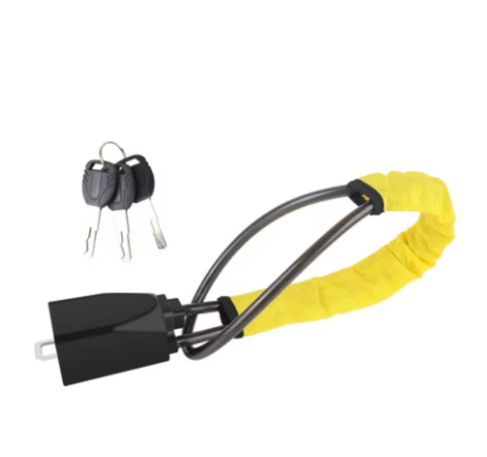 Car Steering Wheel Lock Seat Belt Lock, Universal Steering Wheel Lock & Seat Belt Buckle, Multicolor for Cars, Trucks, s(Yellow)