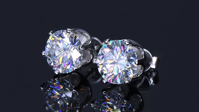 PROSTORY Moissanite Stud Earrings - Lab Created Diamonds In Sterling Silver & Gold Plated