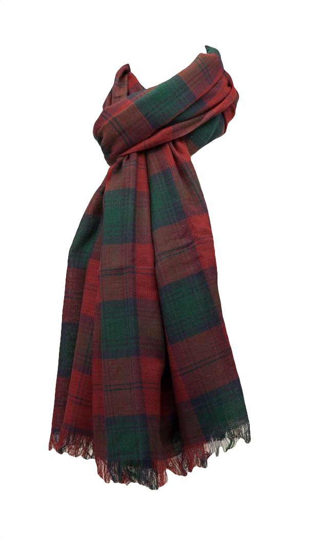The Olive House Men's Green The Olive House® Lindsay Modern Tartan Fair Trade Scarf