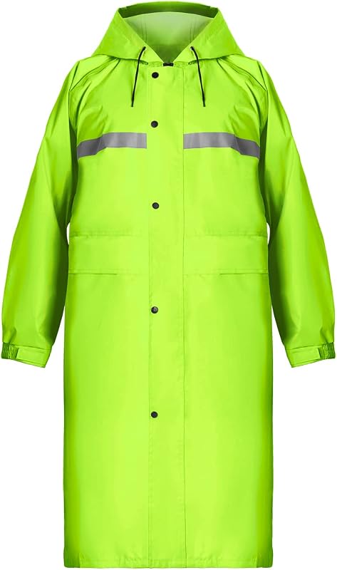 Coralrain Chubasquero largo con capucha, impermeable, de seguridad, campera de lluvia de emergencia, poncho para hombres, mujeres y adultos