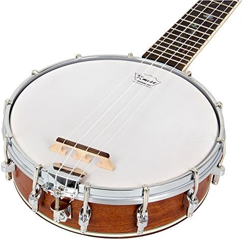 Banjo Ukulele Concert Size 23 Inch With Bag Tuner Strap Strings Pickup Picks Ruler Wrench Bridge (Red)