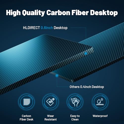 Image of HLDIRECT 51 Inch L Shaped Gaming Desk with Monitor Stand and LED Lights, Corner Computer Desk with Carbon Fiber Surface, PC Gaming Table for Home Office Writing Workstation, Easy to Install, Black