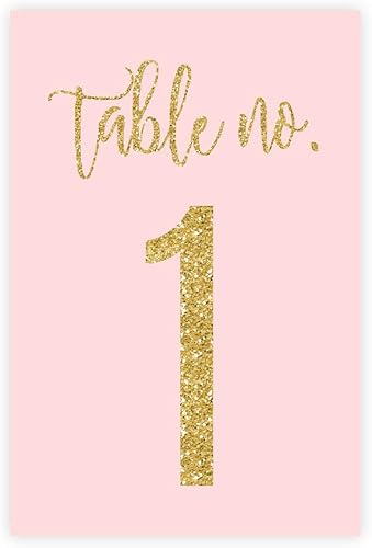 andaz Prensa Blush Pink boda Collection purpurina, color dorado, Table Numbers 1 To 20, 1