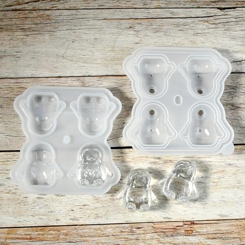 Bandeja de cubitos de hielo en forma de pingüinos con tapa miniatura 6