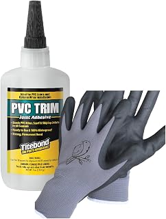 Titebond PVC 4oz (118mL), Plastic, Vinyl Glue, Instant Adhesive Super Glue for Plastic, Acrylic, Clear Bundled with Nitrile Dipped Gloves