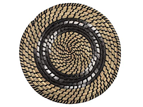 H&h Set of 6 Seagrass Placemats in Round Straw Coloured 38 cm, Multicolor, cm38