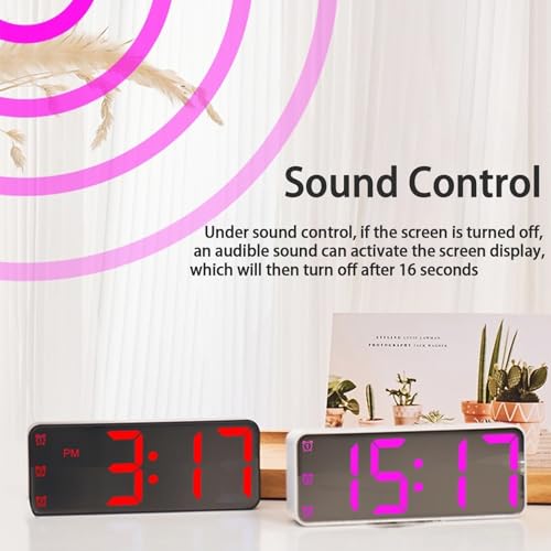 Image of Large Numbers LED Display, Electric Bedside Desk Clock with USB Charging, 7 Colors Lights, Three Sets of Alarms, Snooze Mode, Battery Power Saving Mode, Bedroom Living Room Alarm Clock, Black