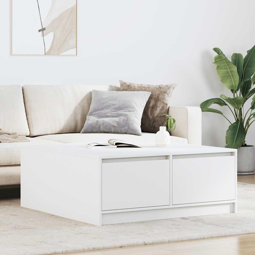 vidaXL Mesa de Centro con cajones Blanca 100x100x40 cm