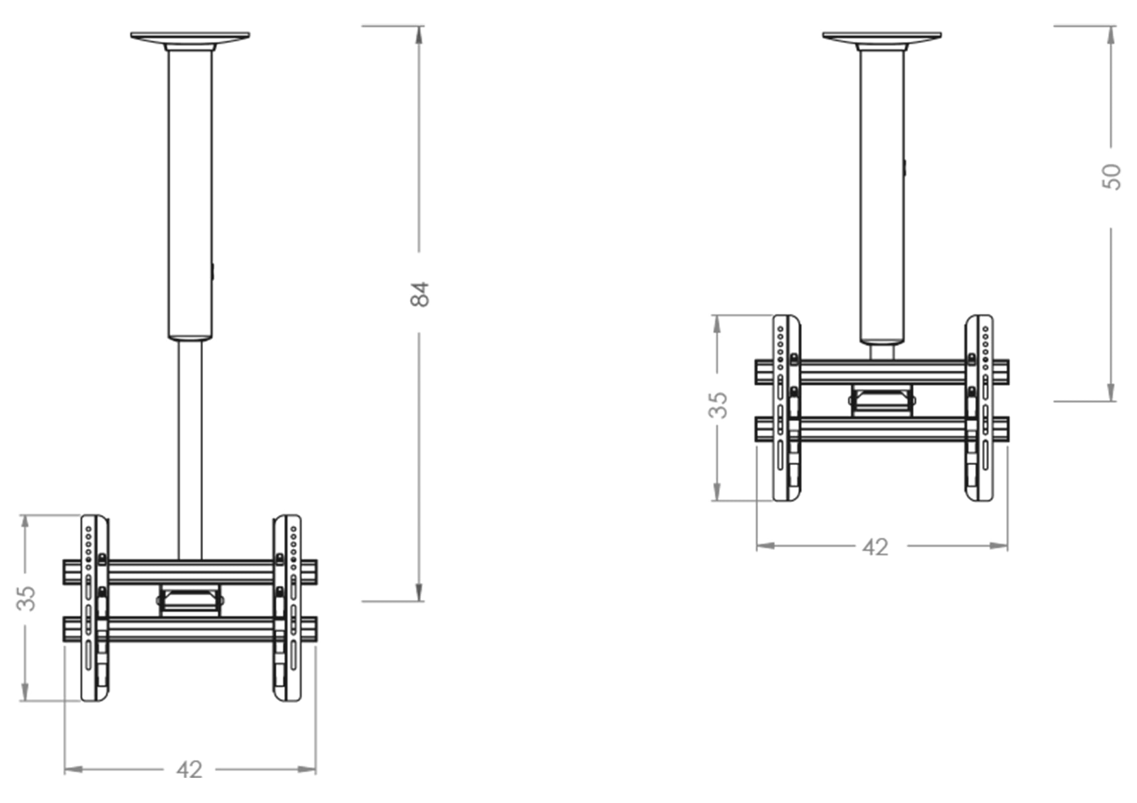 VCM Staffa Universale VESA per TV a soffitto CM3 Mini Staffa Universale VESA per TV a soffitto CM3 Mini Argento