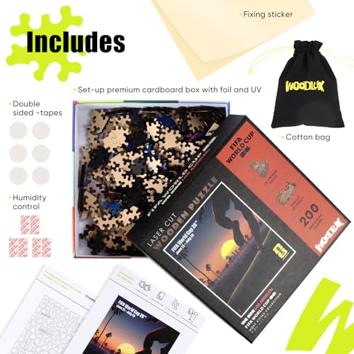 Image of FIFA World Cup 2026 City Puzzle Los Angeles Poster - Wooden Puzzle for Adult, 200 Pieces Unique Shape Puzzle, 5MM Thick, Creative Collectible Gift for Fans, Officially Licensed Product, 9.3x11.8''