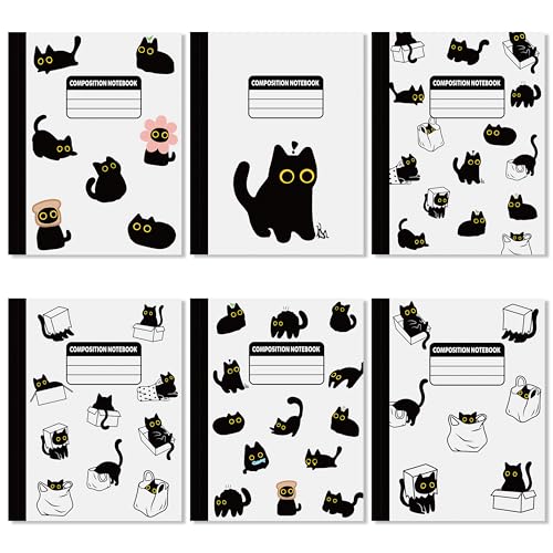 Cahier couverture rigide mate chat noir CNhoqc pour organiser ses écrits sans rature