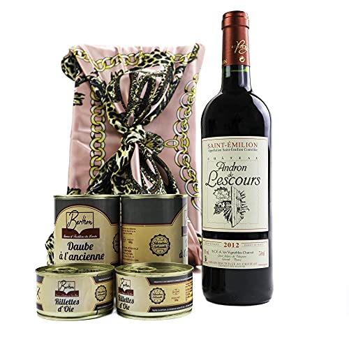 Coffret Prestige Saint-Emilion cadeau gourmand - Grand vin de Bordeaux AOC Saint-emilion - rillettes d'oie et daube à l'ancienne - bel emballage prêt à offrir Cover