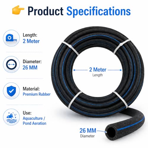 Image of PetzLifeworld Aquaculture Aeration Tube Nano Bubble for Better Oxygen for Pond (2 Meter, 26 MM)