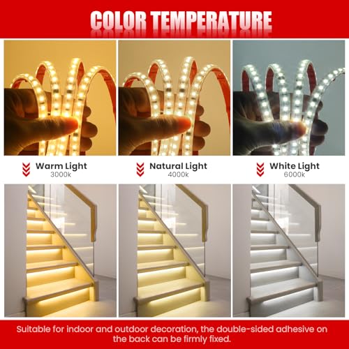 Wisada Anschluss an AC220-240V LED Streifen, 4M 120LEDs/m SMD2835 Flexible Superhell Warmweiß CRI≥90 LED Lichtband, LED Band Lichtschlauch Leiste Kette Selbstklebend mit Stecker für Weihnachten