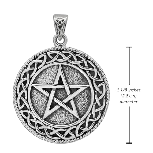 Moonlight Mysteries Celtic Knot Large Pentacle Pendant - .925 Sterling Silver Wiccan Pagan Jewelry for Men and Women (1 1/8" diameter)4