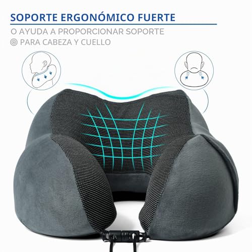 Miniatura 3 de Almohada De Viaje Para Cuello, Almohada Cervical Para Oficina Avión Tren Coche Viajando, Almohada Cuello Viscoelastica De Espuma Memoria, Cojin De Viaje Cuello Con Máscara De Ojos, Tapones Y Bolsa