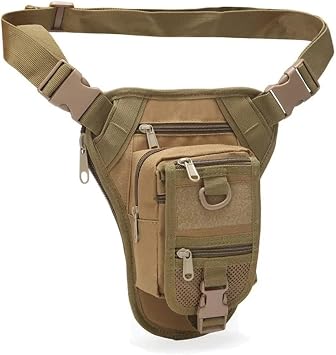 ACEXIER Tactical Drop Leg Bags Men Women Outdoor Hiking Waist Pack Adjustable Strap Motorcycle Riding Bag Tan