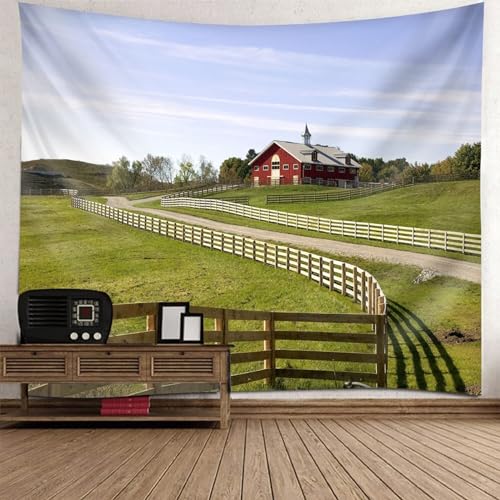 Tolldek Tapiz de pared con paisaje natural verde y rojo, para colgar en la pared, para dormitorio, dormitorio, dormitorio, dormitorio, 210 x 140 cm