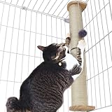 POOKIE 爪研ぎ 猫 ケージ用 ロング おもちゃ 付き ポール 爪とぎ 取り替え可能 ストレス解消 木製 工具付き ケージ用 つめとぎ (本体フルセット)