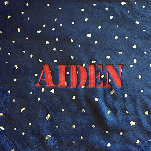Eluandas Personalized Navy Embroidered Oversized Blanket #TOP8