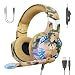 VersionTECH. Stereo Gaming Headset for PS4 Xbox One Controller, Noise Reduction Over Ear Headphones with Mic, Bass Surround & LED Lights for Laptop PC Mac PS3 and Nintendo Switch Games - Camo