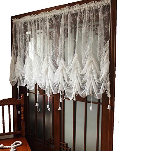 Lyfreen Sheer Curtains 72 Inch Length, Embroidered White Curtains Tie-Up Lace Curtains,Vintage Curtain For Bedroom Children Living Room Yard Kitchen #TOP1