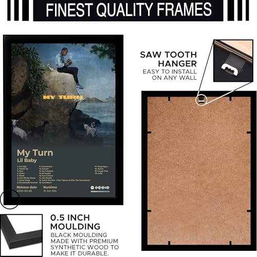 Image of BLINKART lil baby - My Turn Wall Photo Frames | Wall Art for Bedroom, Living Room, Studio or Office | Album Cover Print with Spotify Song Link QR Code | Gift for Fans - 8x12 In