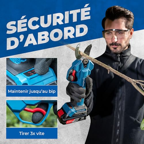 Dong Cheng Sécateur Électrique Sans Fil 20V 35 mm, 2 Batteries 2.0Ah – vue 3