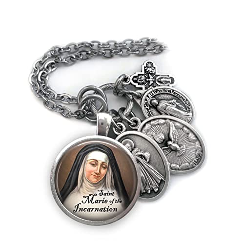 St. Marie of the Incarnation Keychain, Necklace or Clip, Confirmation