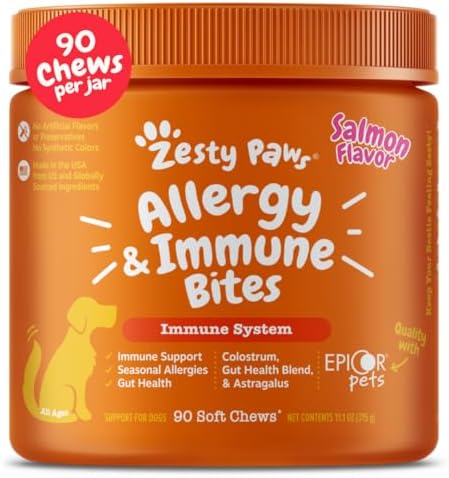 Zesty Paws Dog Allergy Relief Chews, Dog Probiotics for Itchy Skin and...