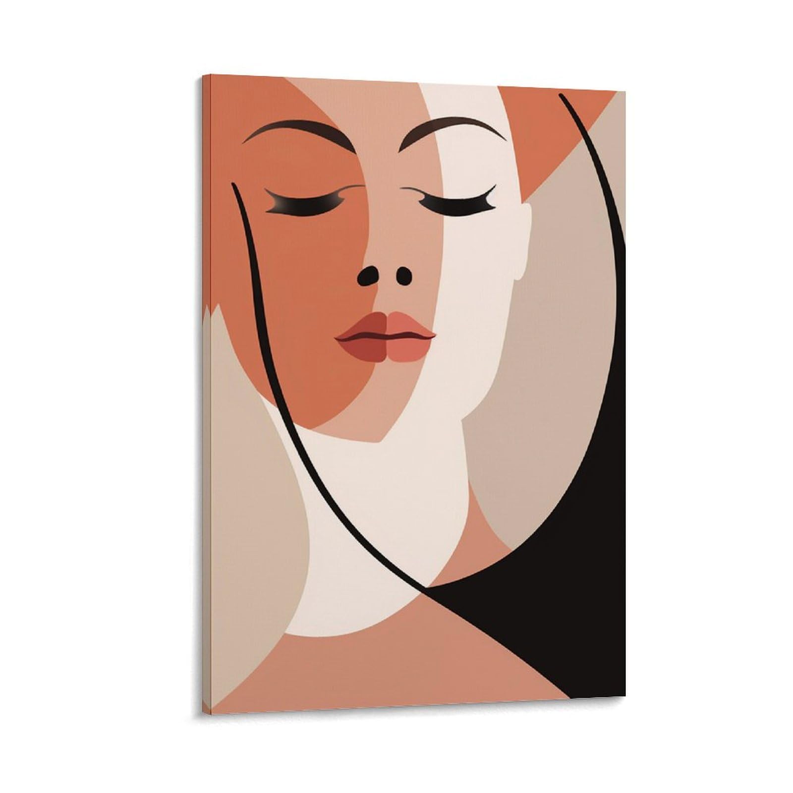 GMUKIFFY Abstract Woman Painting on Canvas Wall Art Line Drawing Face Art Minimalism Stretched And Framed Canvas Prints Artwork for Home Decorations Ready to Hang Wall Decor 16x24inch(40x60cm)