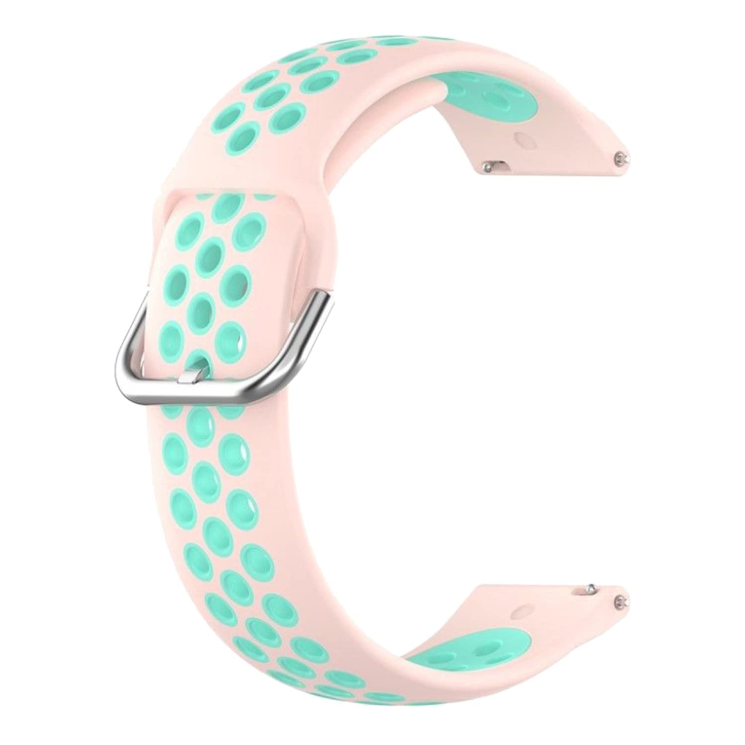 ACM Watch Strap Silicone Belt 22mm compatible with Muse Hybrid Smartwatch Smartwatch Breatheable Dual Color Dot Band Pink with Blue