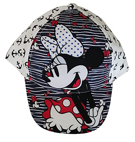 Minnie Mouse Cap Base Cap Sombrero para el Sol con Motivo Minnie con Lazo, Olas y Ancla para niños, niñas y niños (50, Blanco) Cover
