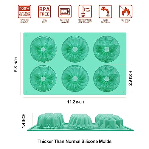 image for HUAKENER 2 Pcs Mini Bundt Cake Pan, 6-Cavity Fluted Tube Cake Pan, Non