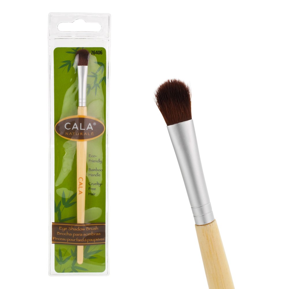 CALA. Brocha de Maquillaje Cala Bamboo Eye Shadow Brush. Pincel para Sombras de Ojos. Cerdas Naturales Veganas. Mango Ergonómico de Bamboo Color Claro. 1 Ud. Cruelty Free.