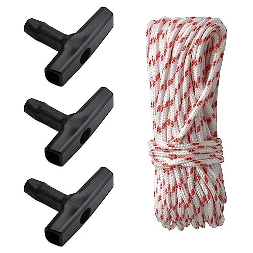 Cuerda de arranque para cortacésped, 10 m, 3,0 mm, con 3 piezas de mango, cuerda de arranque, cuerda de tracción para cortacésped, motosierra, recortador, cepillo cortador, piezas de motor
